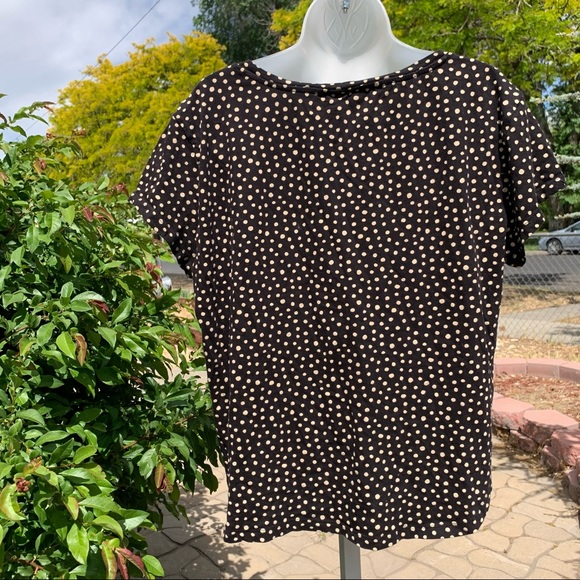 H&M Black & Tan Polk-a-Dot Short Sleeve Top | S-M - Picture 3 of 6